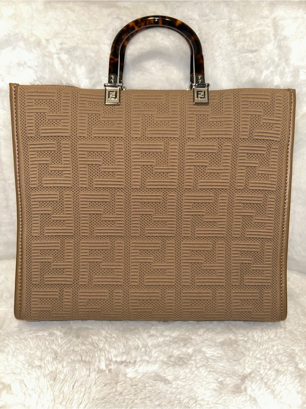 Fendi Beige Fabric Sunshine Tote- LIKE NEW CONDITION